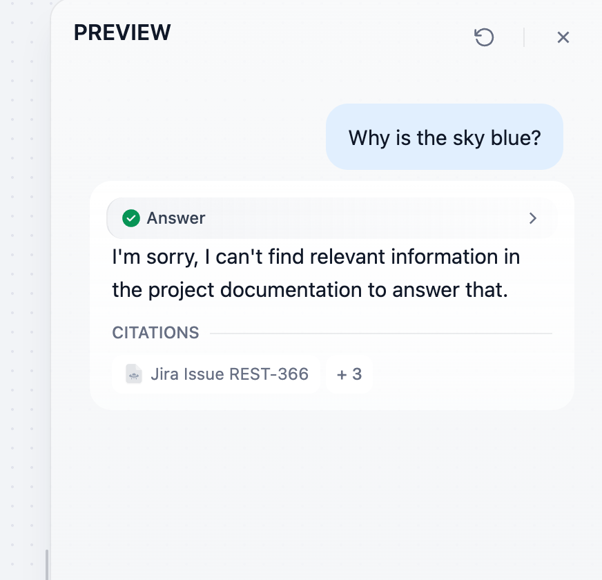 Answer to Why is the sky blue? returning the no-match reply