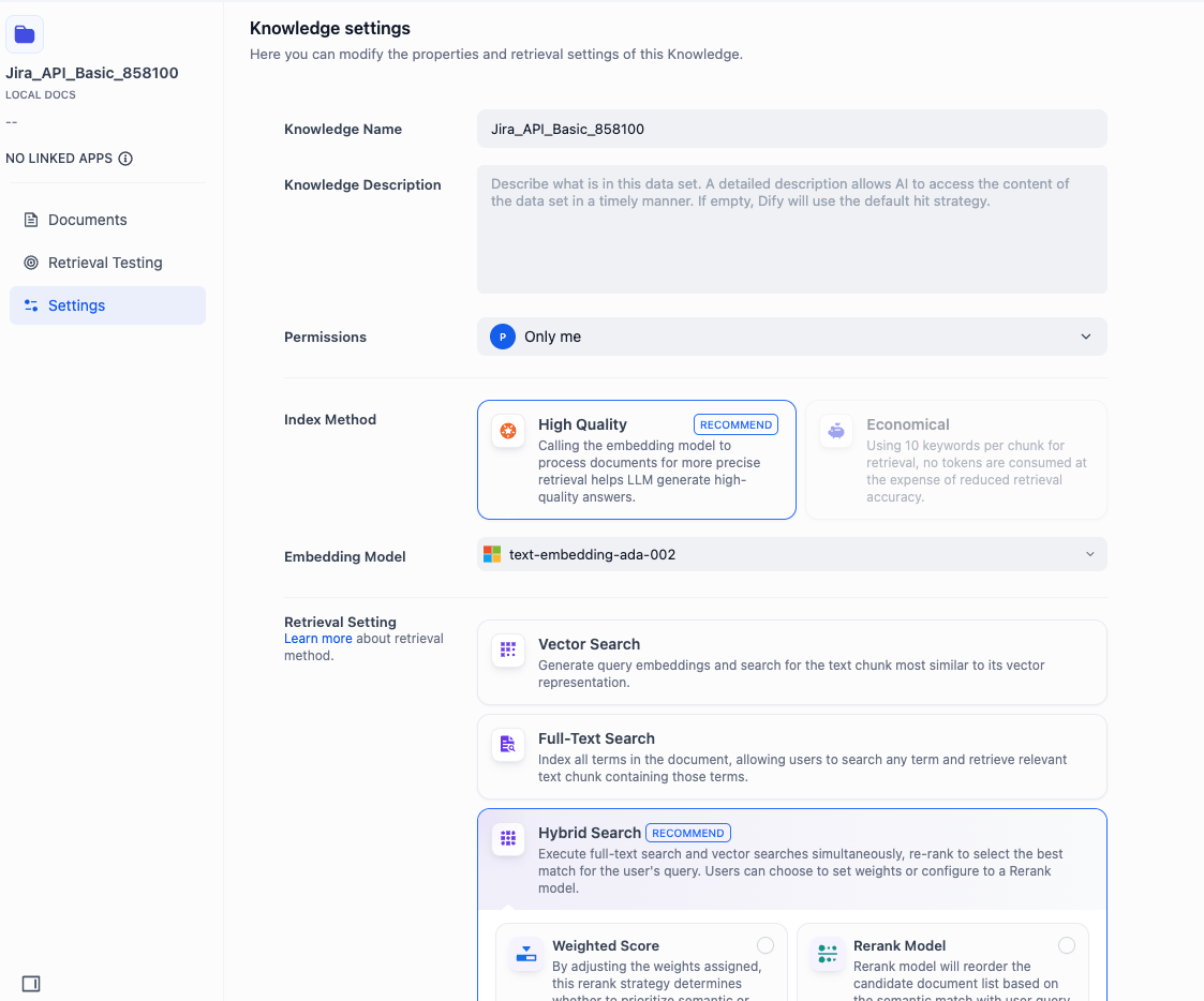 API Config Screenshot